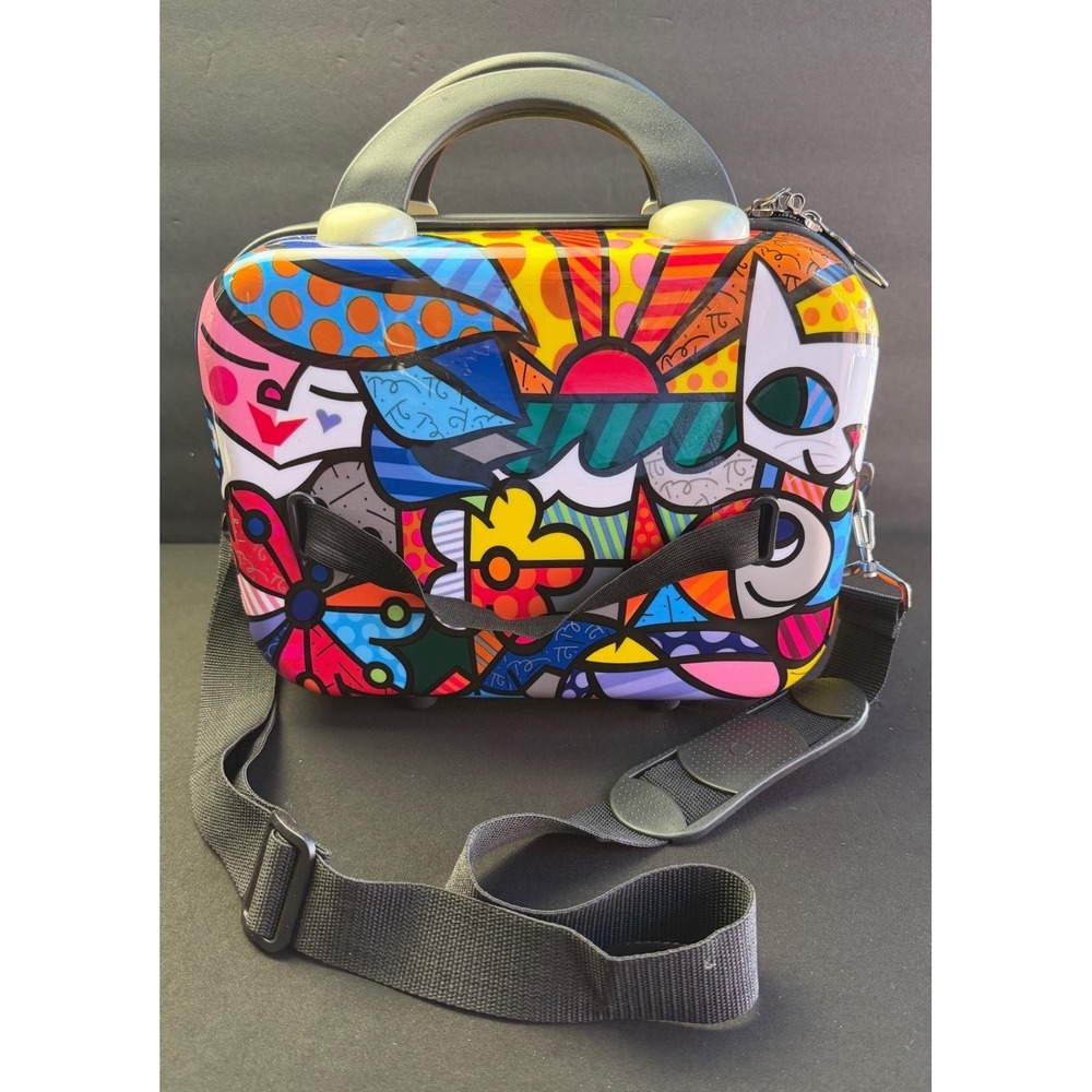 Romero Britto Hey Garden Beauty Case Pop Art Hard Shell Travel Vanity Makeup Bag